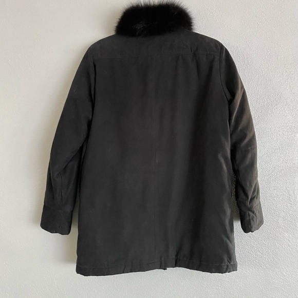 Izzi Coat Womens Size Small Black Outerwear Button Down Removable Fox Fur Collar - Picture 9 of 11